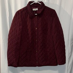 Talbots Red Puffer Jacket Quilted Insulated